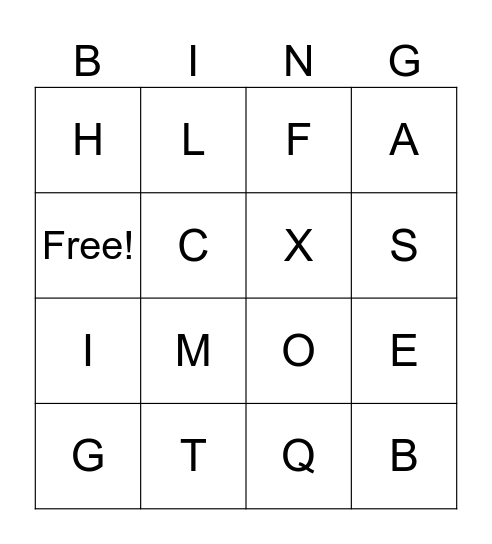 Alphabet BINGO Card