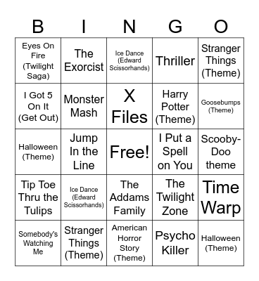 Music Bingo!! (Halloween Edition) Bingo Card