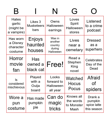 Curation Spooky Bingo Card