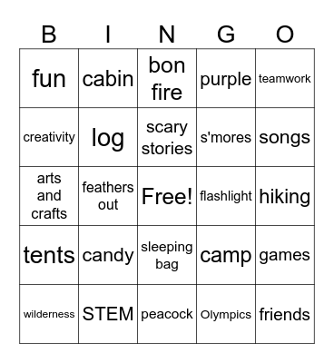 Àtinúdá Camping Bingo Card