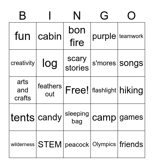 Àtinúdá Camping Bingo Card