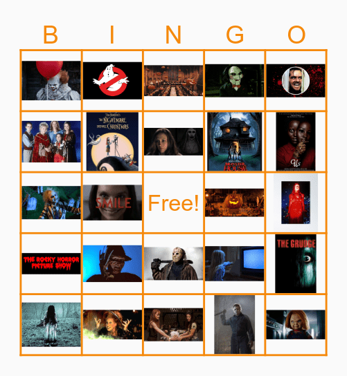 Halloween Movie Bingo Card