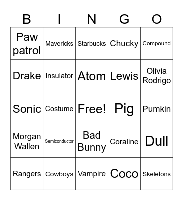 Science Bingo Card