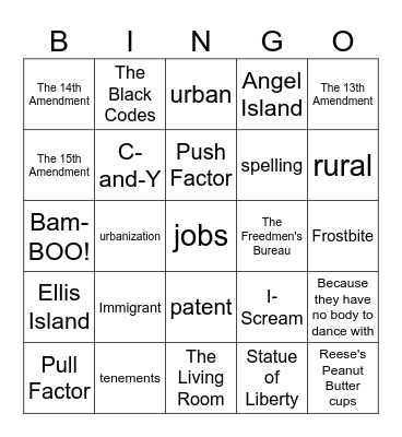 8th Grade Halloween Bingo Card