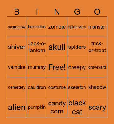 Happy Halloween Bingo Card