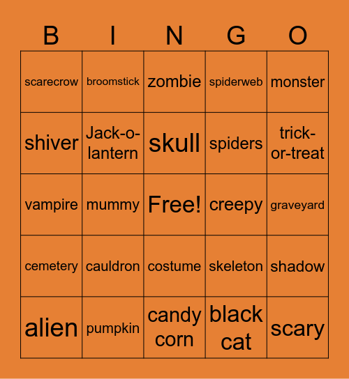 Happy Halloween Bingo Card