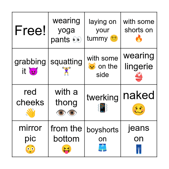 BOOTY PIC BINGOQITH Bingo Card