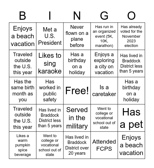BAC Bingo Card