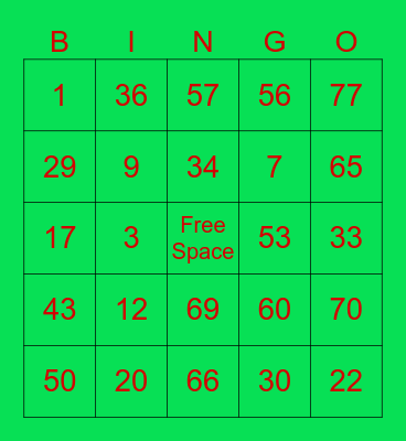 Christmas Bingo Card