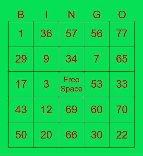 Christmas Bingo Card
