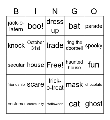 Halloween BINGO Card