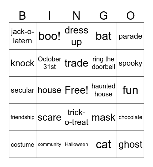 Halloween BINGO Card