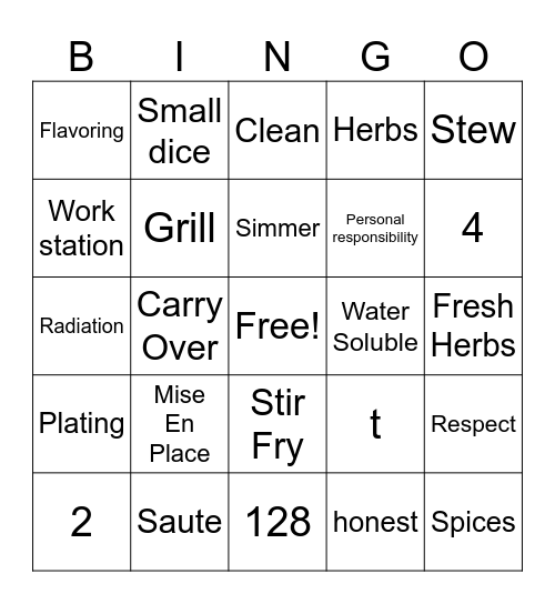 Chapter 5 Review Bingo Card