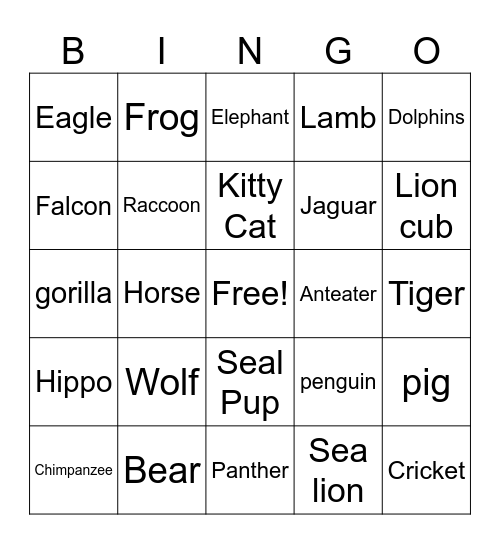 Animals of the Oregon Trail with Mr. Fox Bingo Card