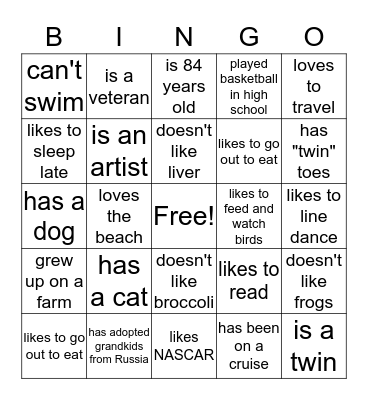 Find Someone Who... Bingo Card