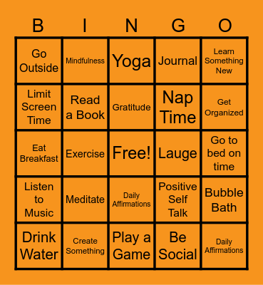 Self Care BINGO Card