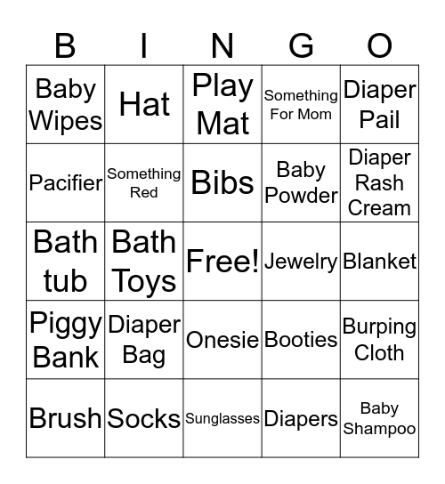 Baby Shower  Bingo Card