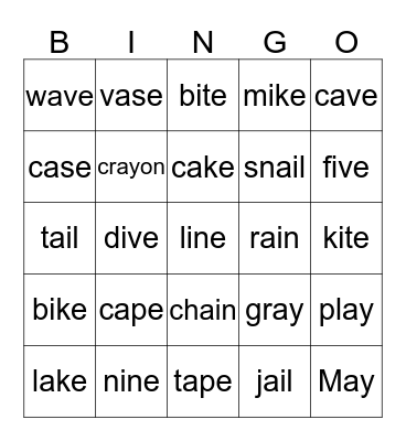 PHONICS! Bingo Card