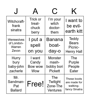 Halloween Bingo Card