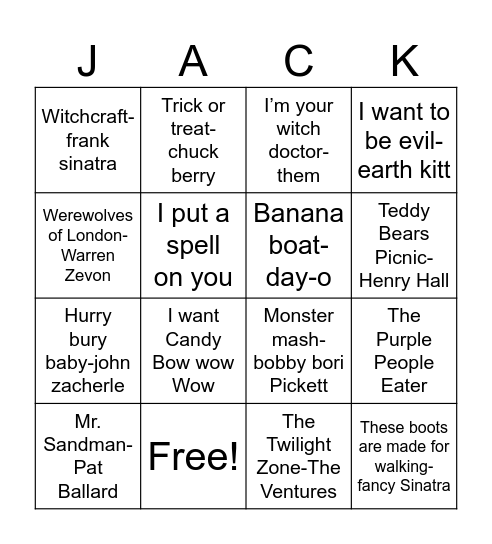 Halloween Bingo Card