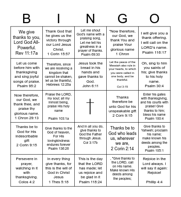 THANKFUL Bingo Card