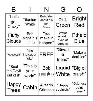 Bob Ross Bingo Card