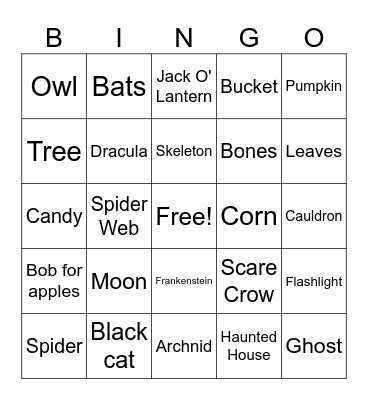 Halloween JINGO Bingo Card