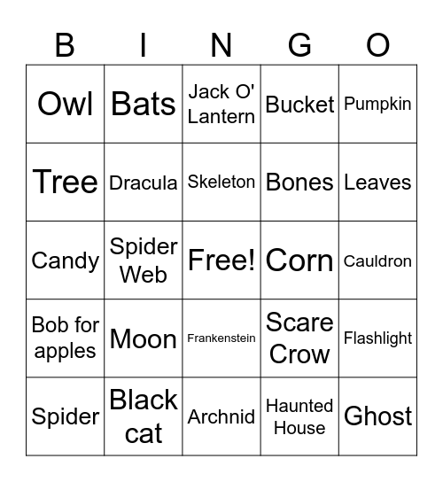 Halloween JINGO Bingo Card