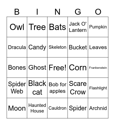 Halloween JINGO Bingo Card