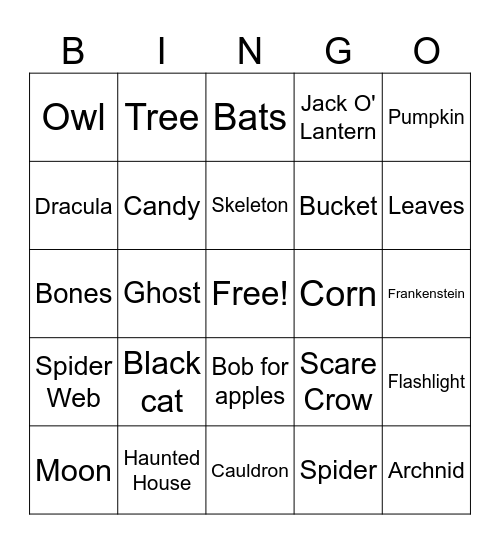 Halloween JINGO Bingo Card