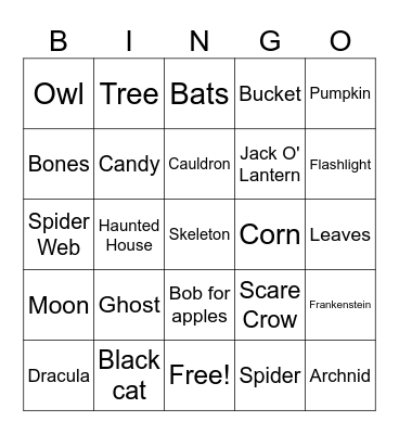 Halloween JINGO Bingo Card