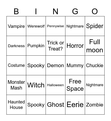 Halloween Bingo Card