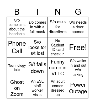 The Curse on Mt. Sac BINGO Card