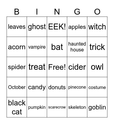 Halloween Bingo Card