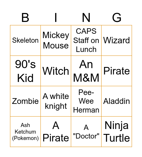 RIT Halloween passing-time Bingo! Bingo Card