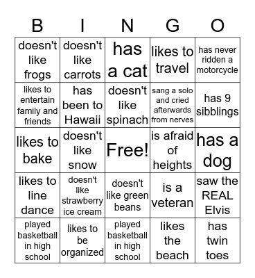 Find Someone Who... Bingo Card