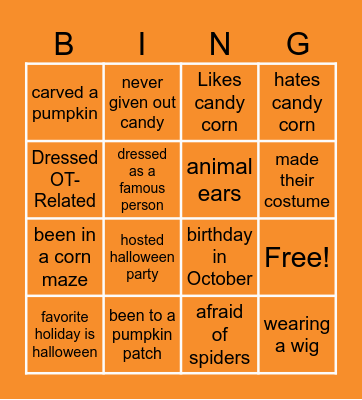 Halloween Bingo Card