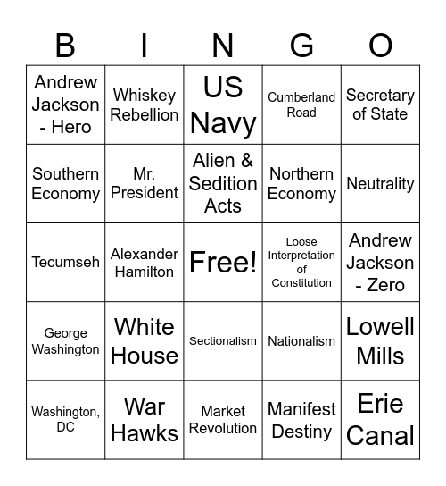 USH U4/U5 BINGO Card