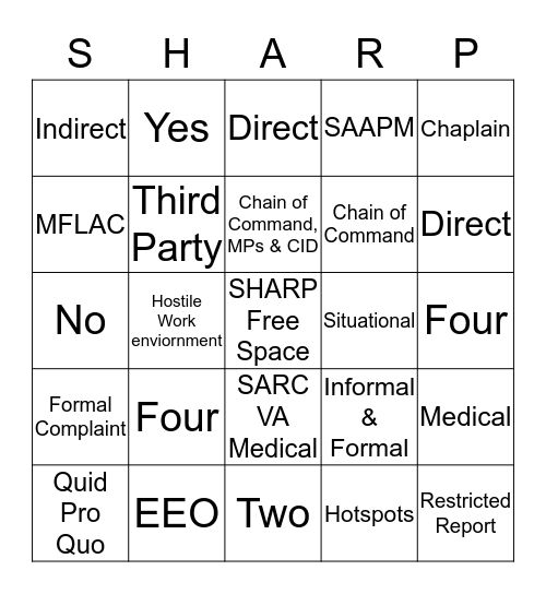 CIVILIAN SHARP Bingo Card