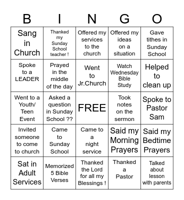 Church Bingo Card