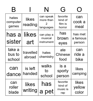 Diversity Bingo Card