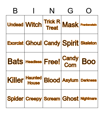 Halloween Bingo Card