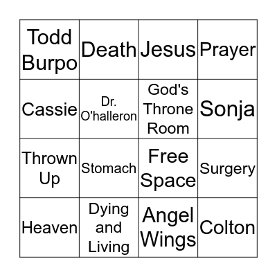 Heaven is For Real Bingo Card