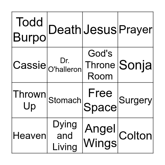 Heaven is For Real Bingo Card