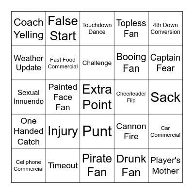 Bucs Bingo Card