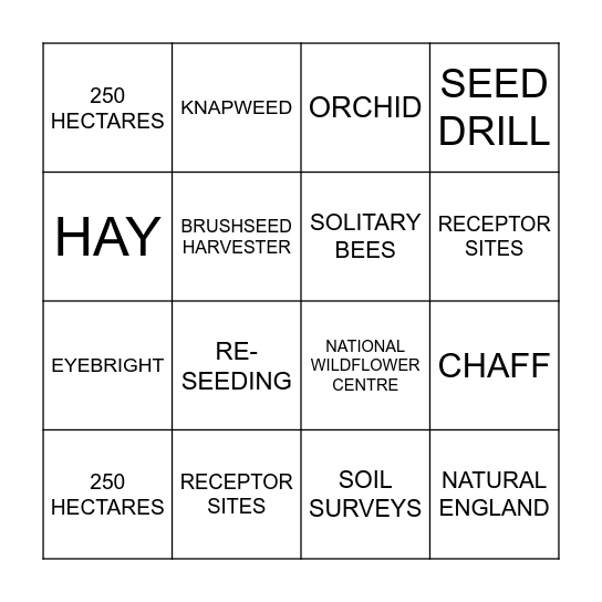 Meadow Bingo Card