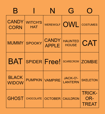 VFMP Halloween Bingo Card