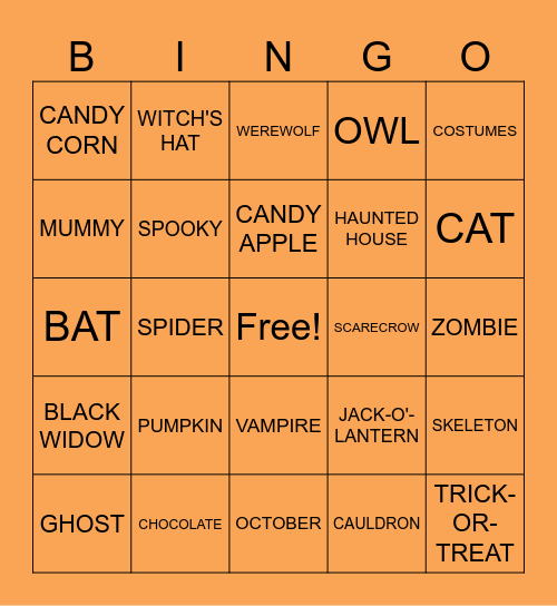 VFMP Halloween Bingo Card