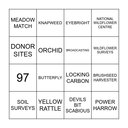 MEADOW BINGO Card