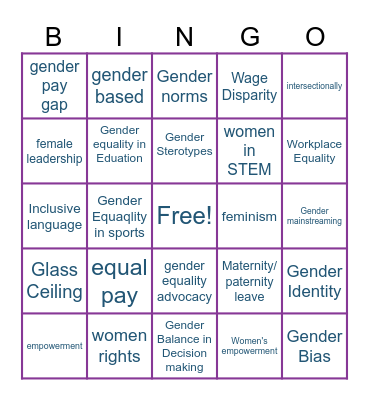 Gender Equality Bingo Card